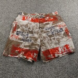 VTG Tommy Hilfiger Shorts Mens XL Orange Brown Hybrid Board Swim Trunks 90s Y2K